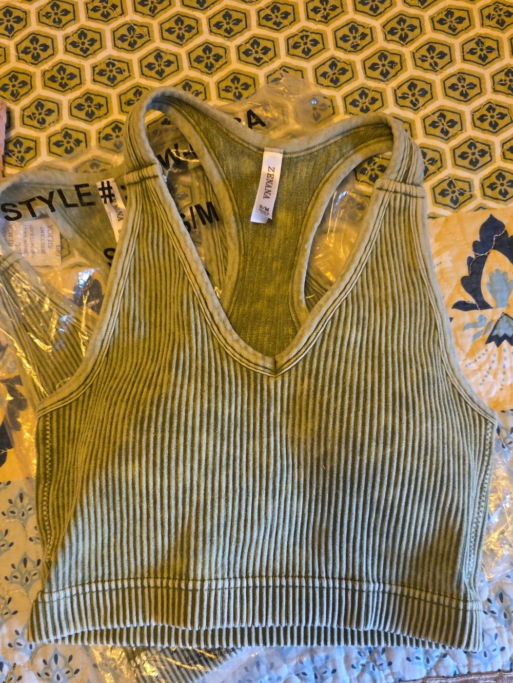 Zenana Outfitters Grassy Olive Ribbed Brami